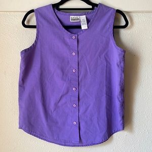 Vintage Basic Editions purple sleeveless button down blouse